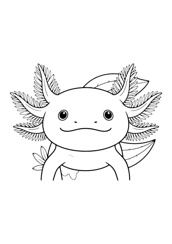 Printable hand-drawn Axolotl Close-Up Portrait coloring page