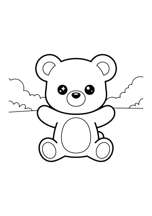 Printable hand-drawn Baby Bear Cub coloring page