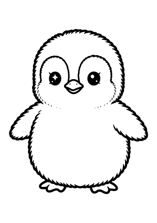 Printable hand-drawn Baby Penguin Chick coloring page