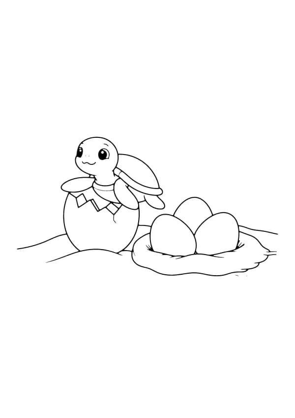 Printable hand-drawn Baby Turtle Hatchling coloring page