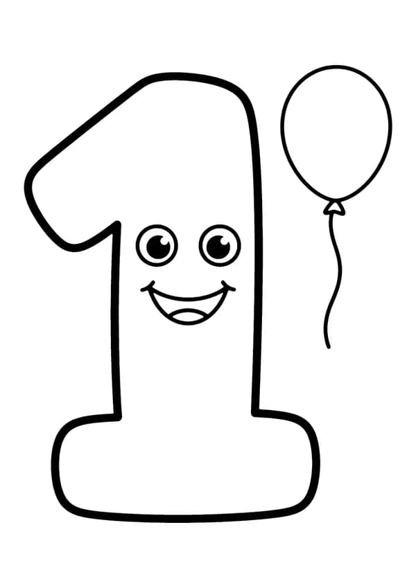 Printable hand-drawn Big Bubble Number One coloring page