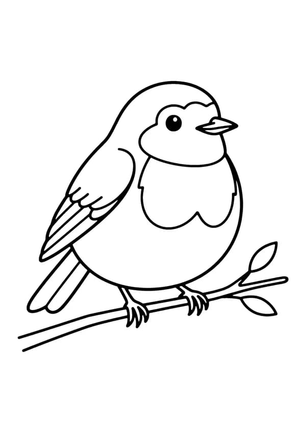 Printable hand-drawn Cheerful Robin coloring page
