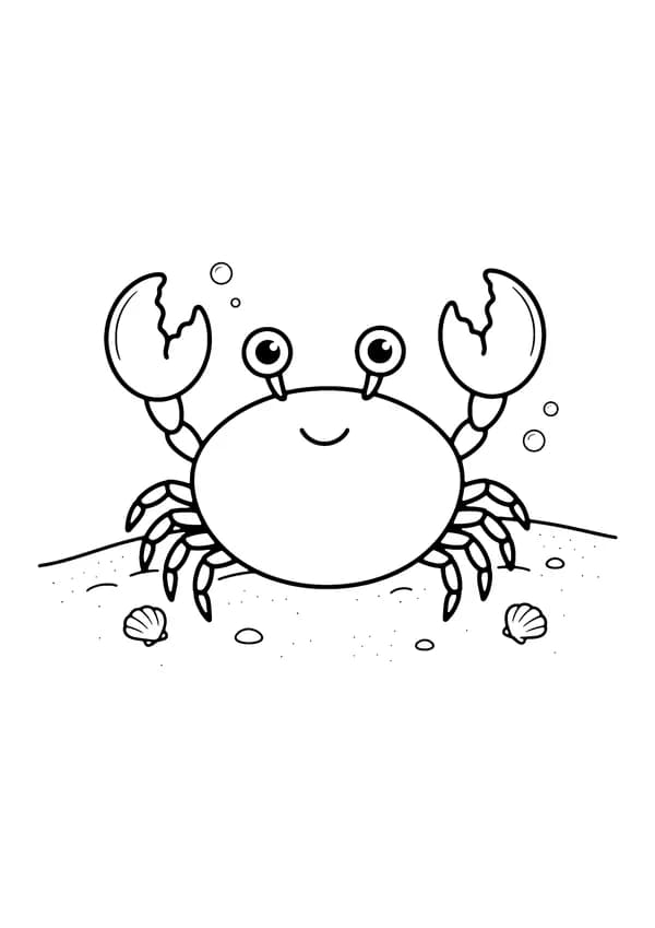 Printable hand-drawn Crab on the Sand coloring page