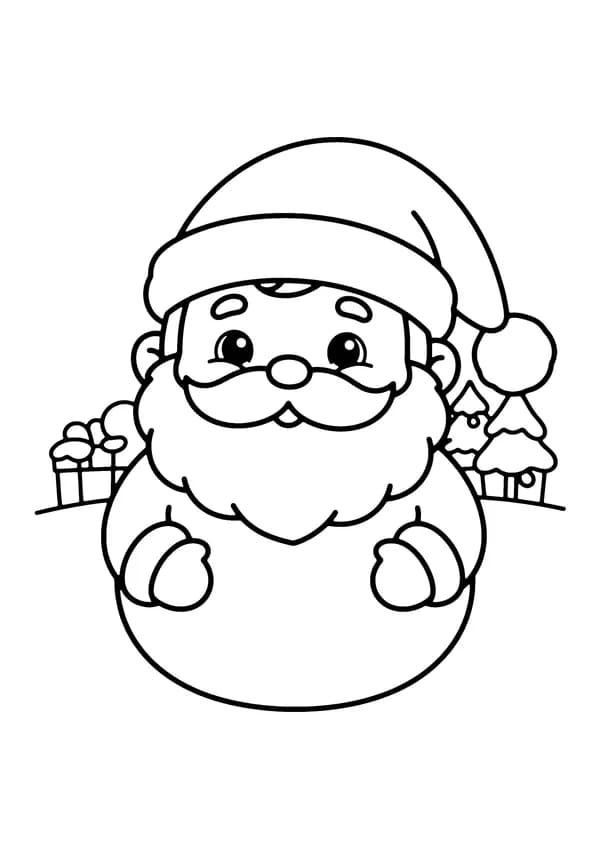 Printable hand-drawn Cute Baby Santa coloring page