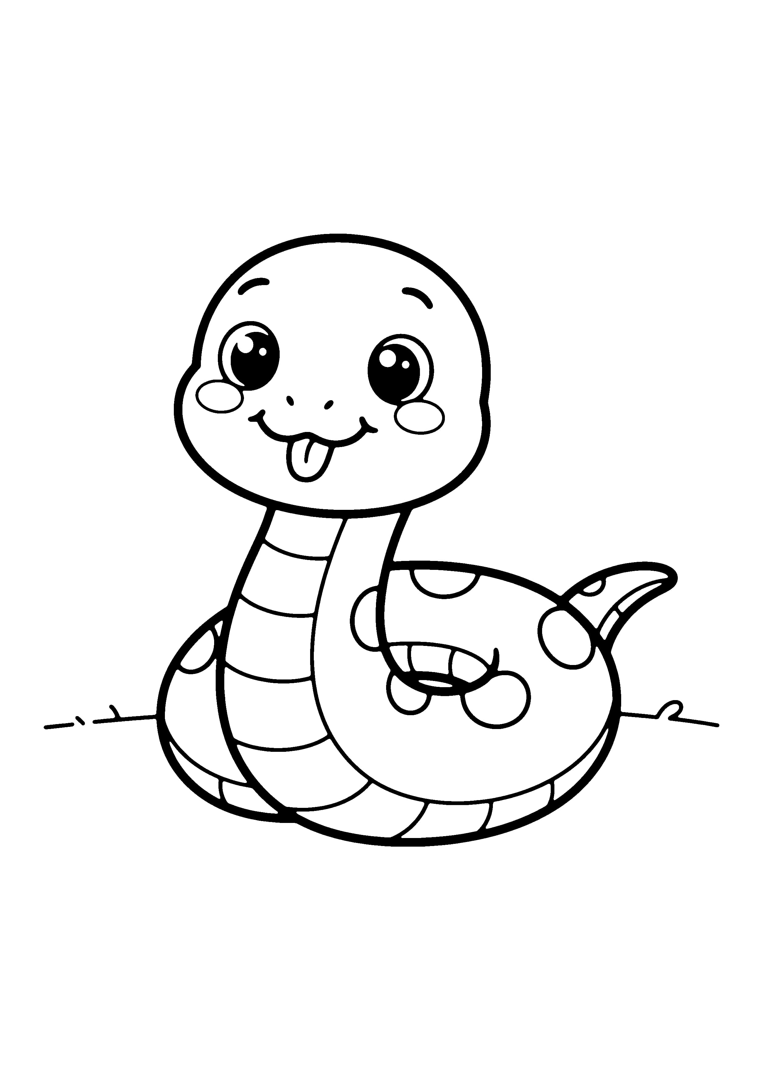 Printable hand-drawn Cute Cartoon Snake coloring page