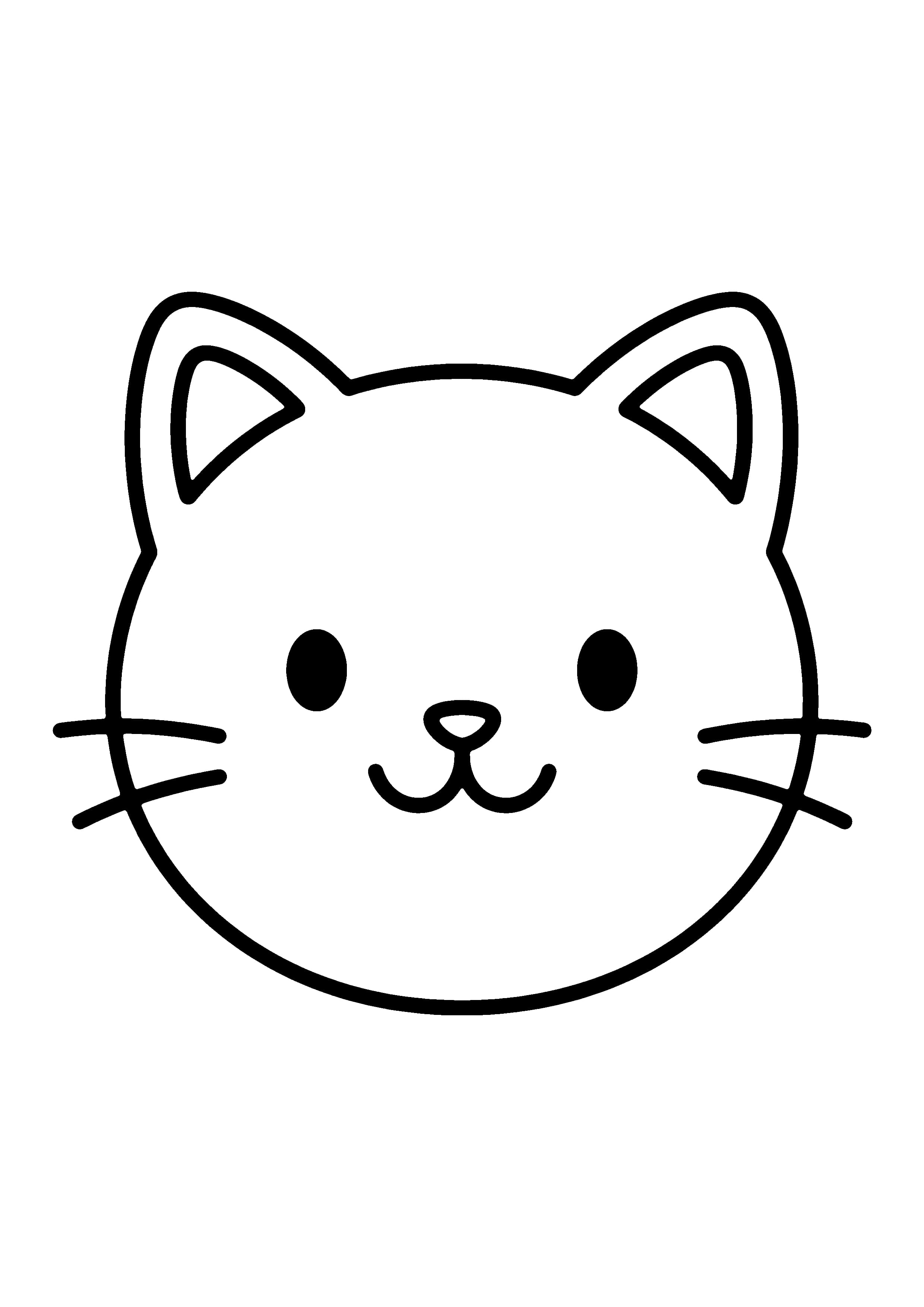 Printable hand-drawn Cute Cat Face coloring page