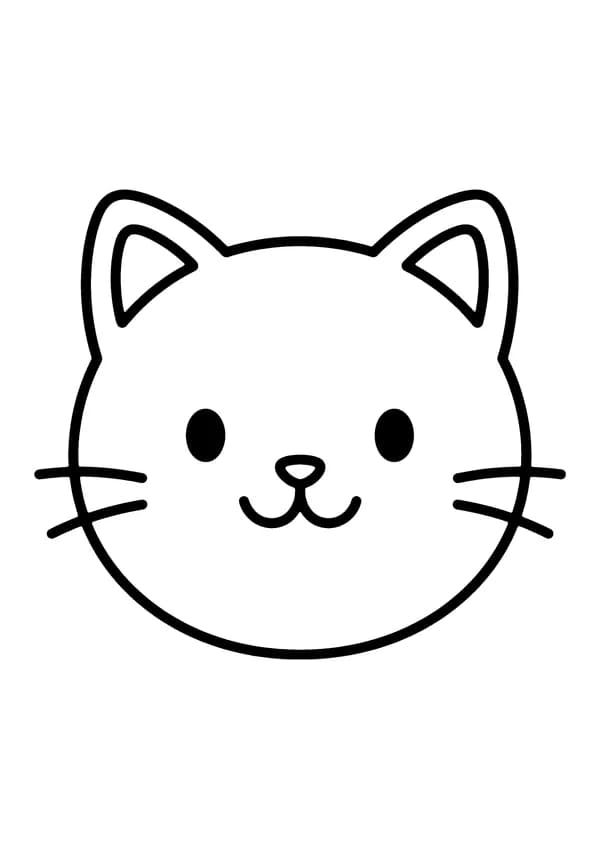 Printable hand-drawn Cute Cat Face coloring page