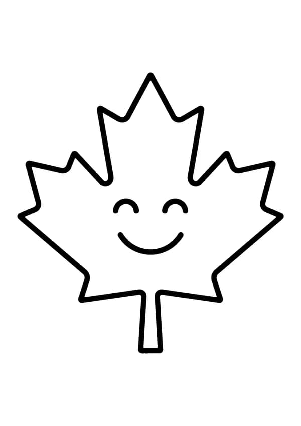 Printable hand-drawn Cute Fall Leaf coloring page