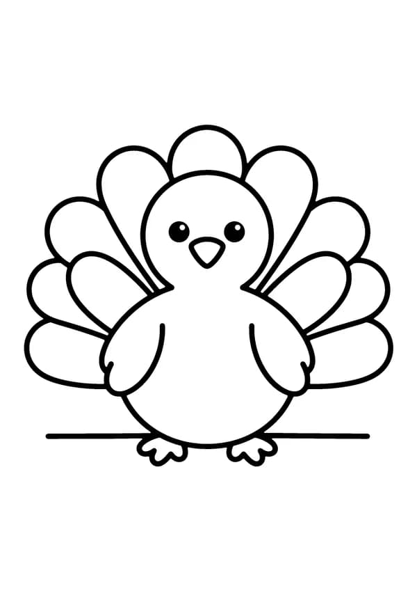 Printable hand-drawn Cute Hand Turkey coloring page