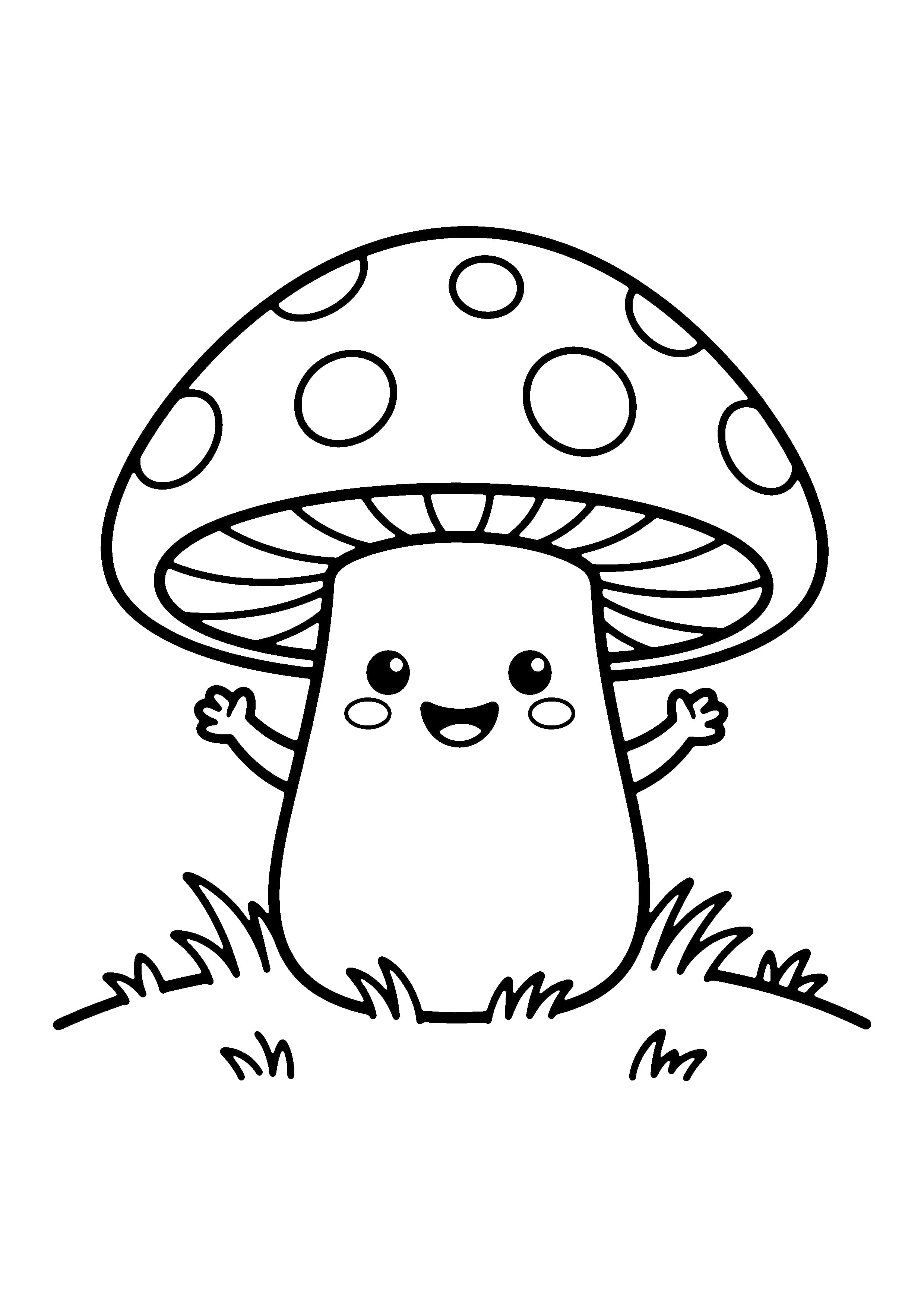 Printable hand-drawn Cute Mushroom Friend coloring page