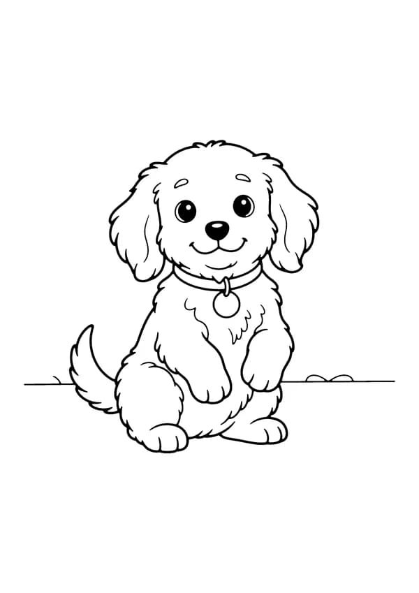 Printable hand-drawn Cute Puppy coloring page