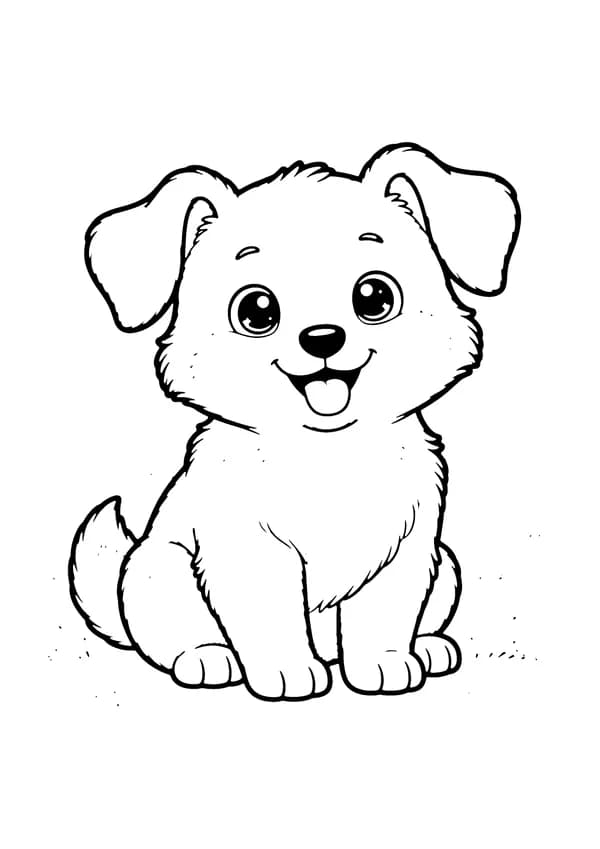 Printable hand-drawn Cute Wolf Pup coloring page