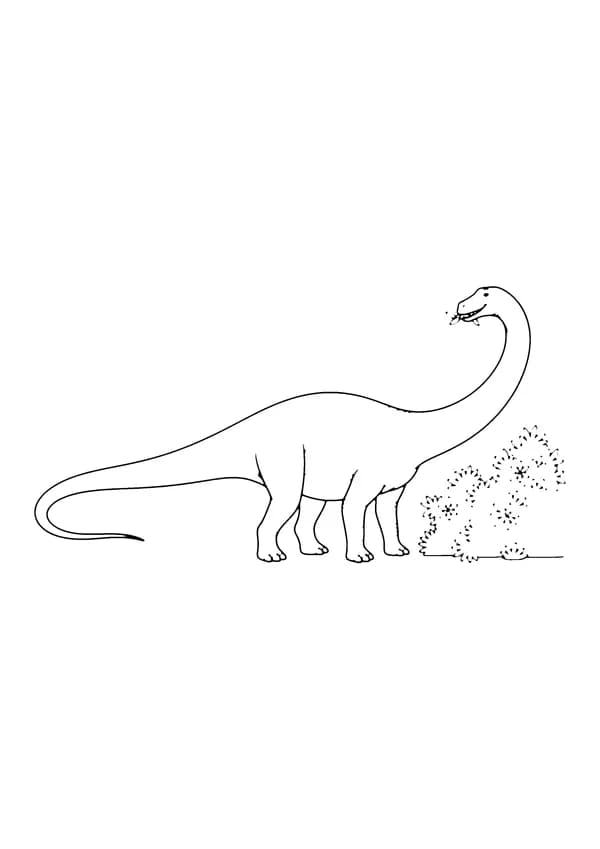 Printable hand-drawn Diplodocus Eating Leaves coloring page
