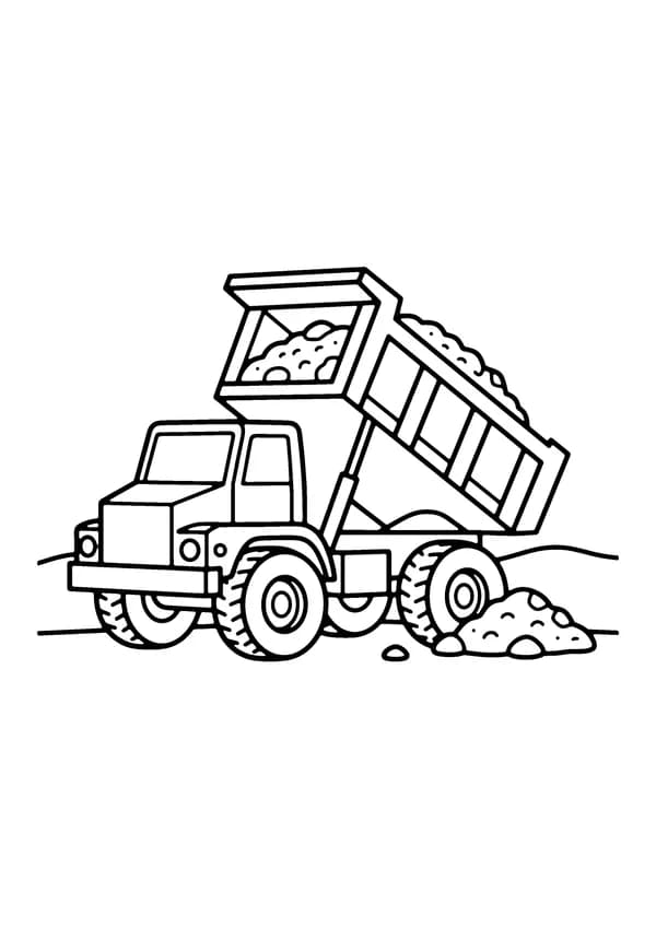 Printable hand-drawn Dump Truck coloring page