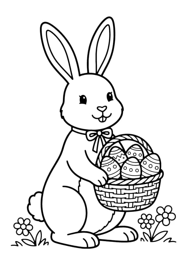 Printable hand-drawn Easter Bunny coloring page