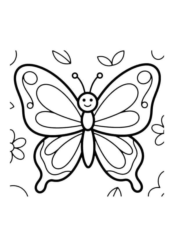 Printable hand-drawn Easy Big Butterfly coloring page
