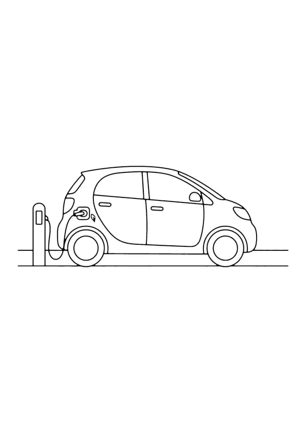 Printable hand-drawn Electric City Car coloring page