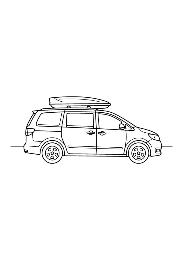 Printable hand-drawn Family Minivan coloring page