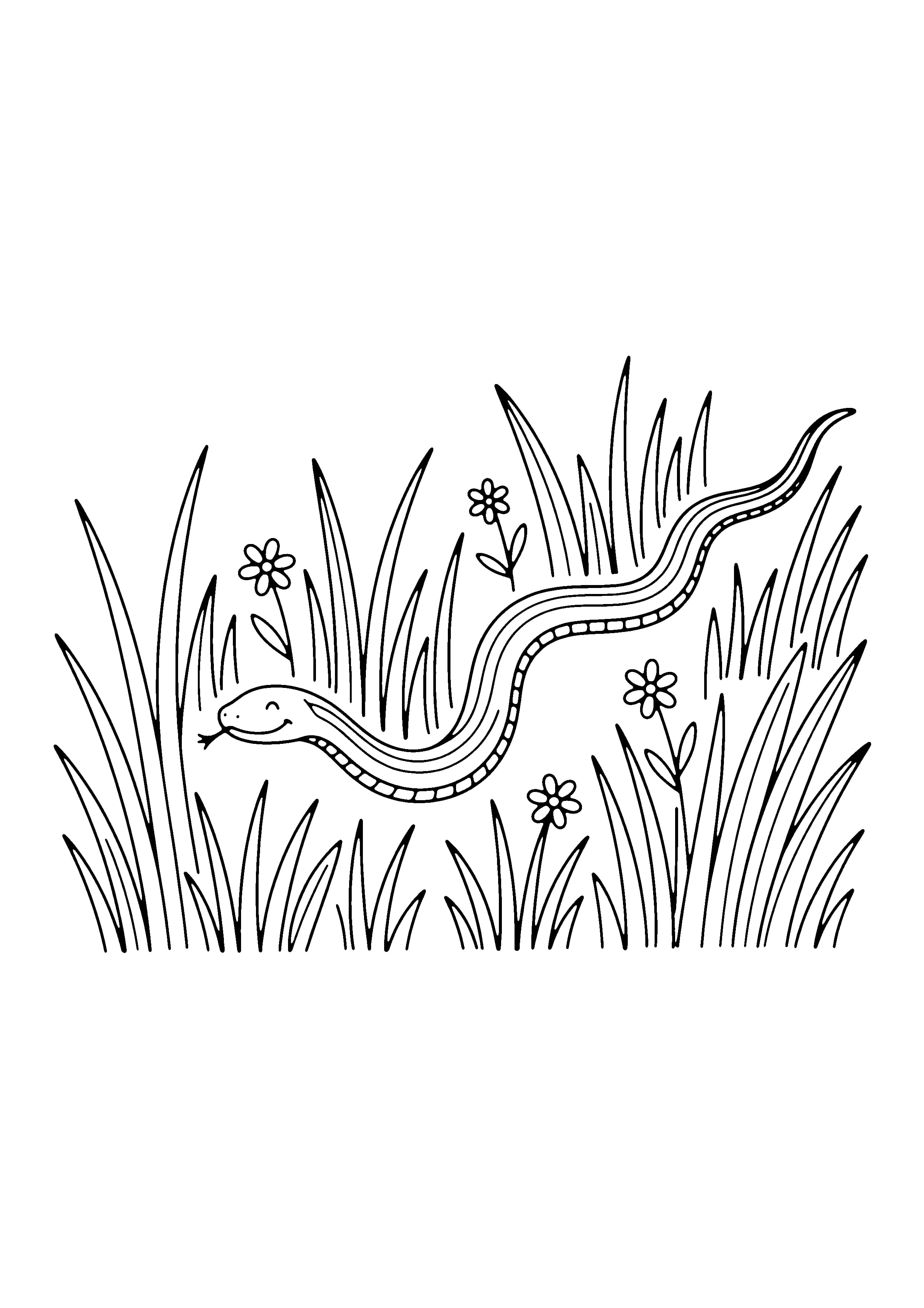 Printable hand-drawn Friendly Garden Snake coloring page