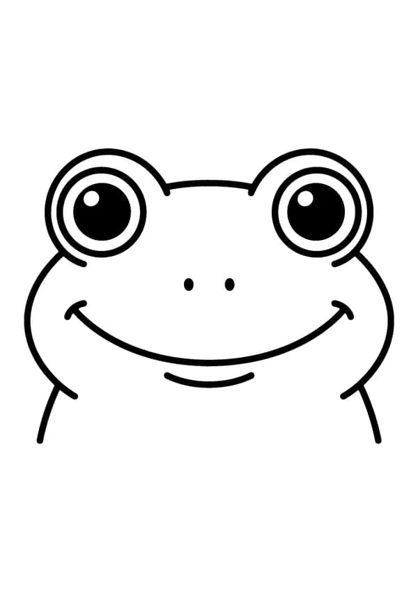 Printable hand-drawn Frog Close-Up Face coloring page