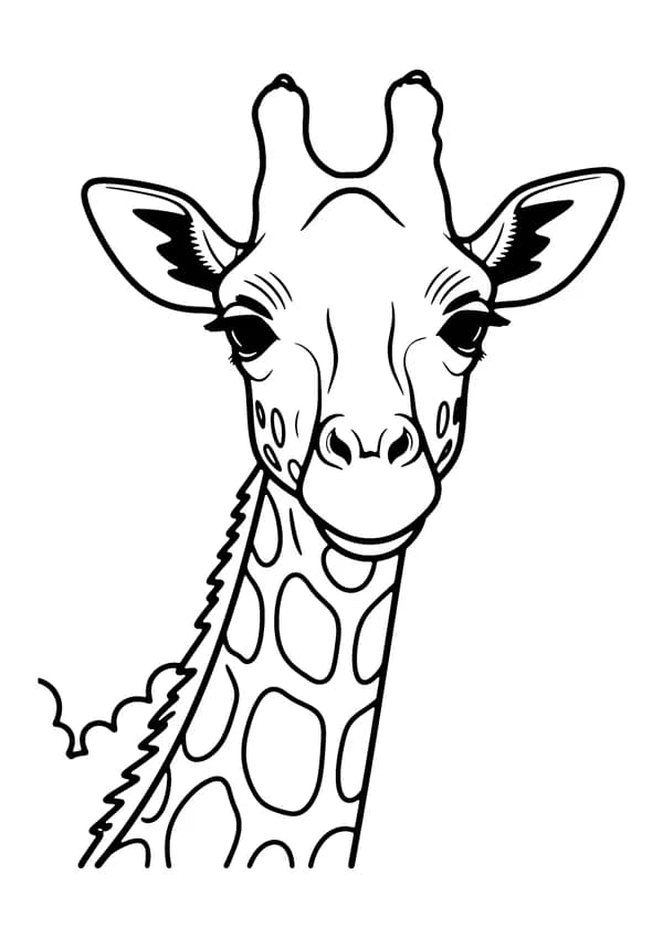 Printable hand-drawn Giraffe Face Close-Up coloring page