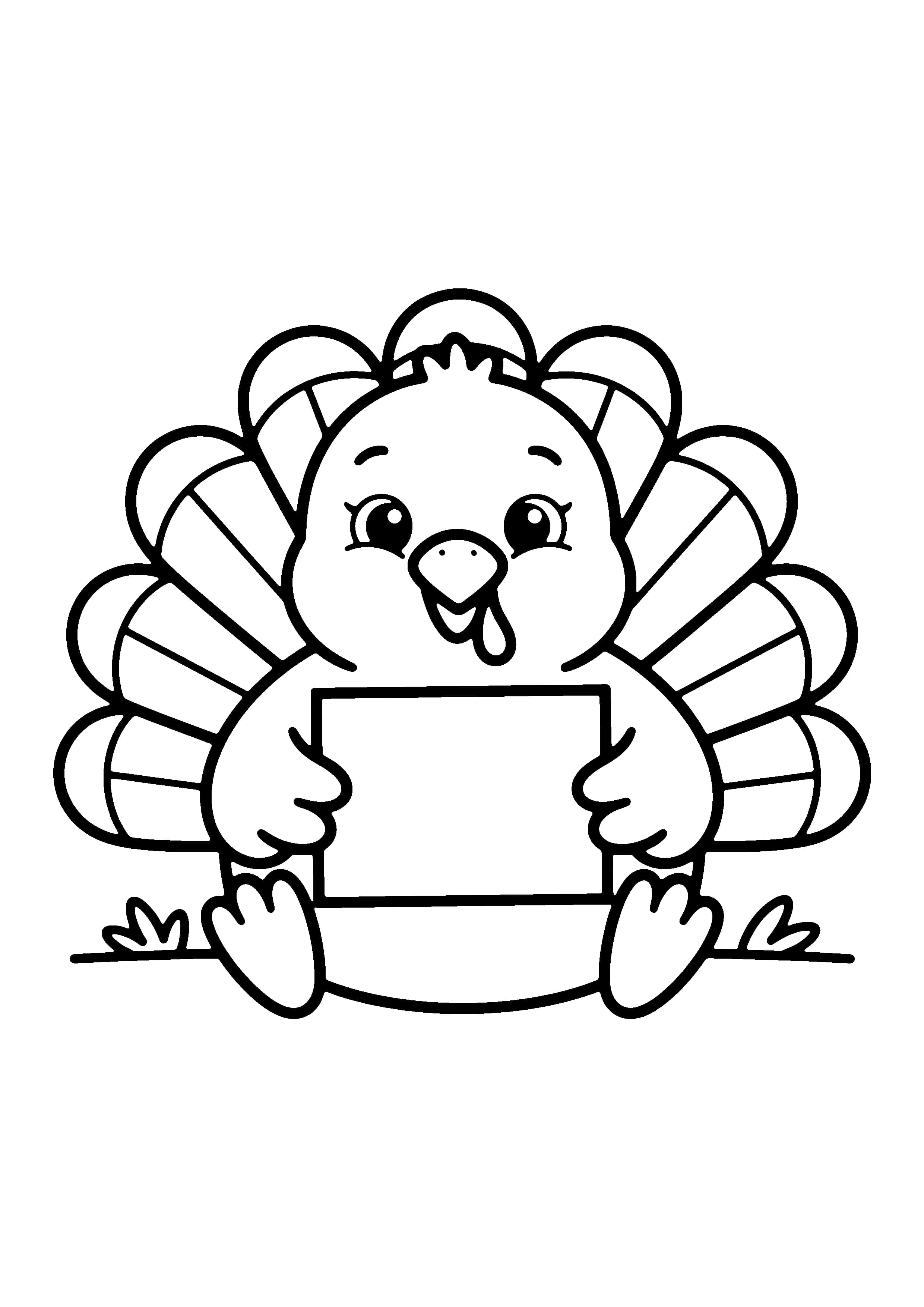 Printable hand-drawn Grateful Turkey Sign coloring page