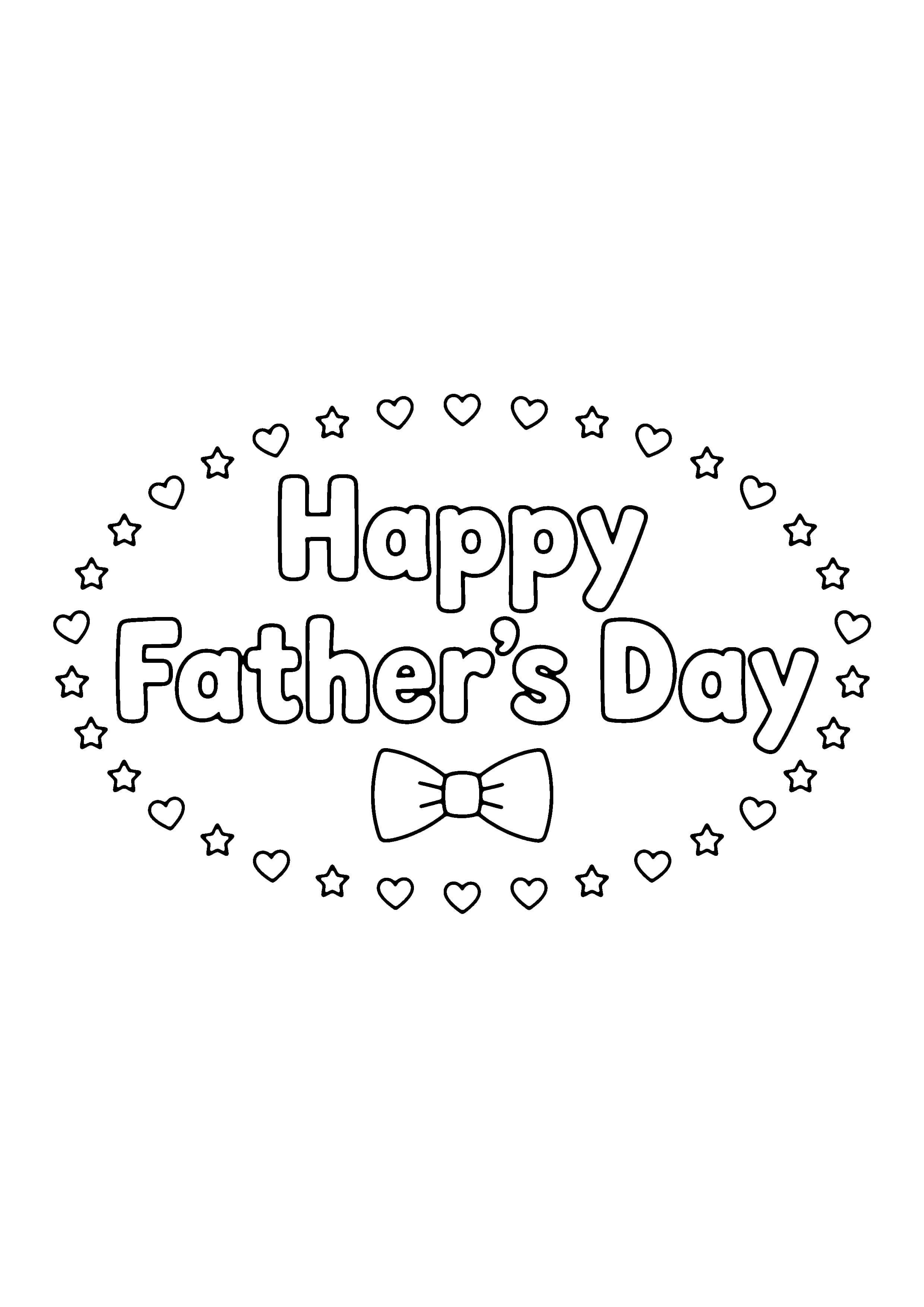 Printable hand-drawn Happy Father's Day Card coloring page