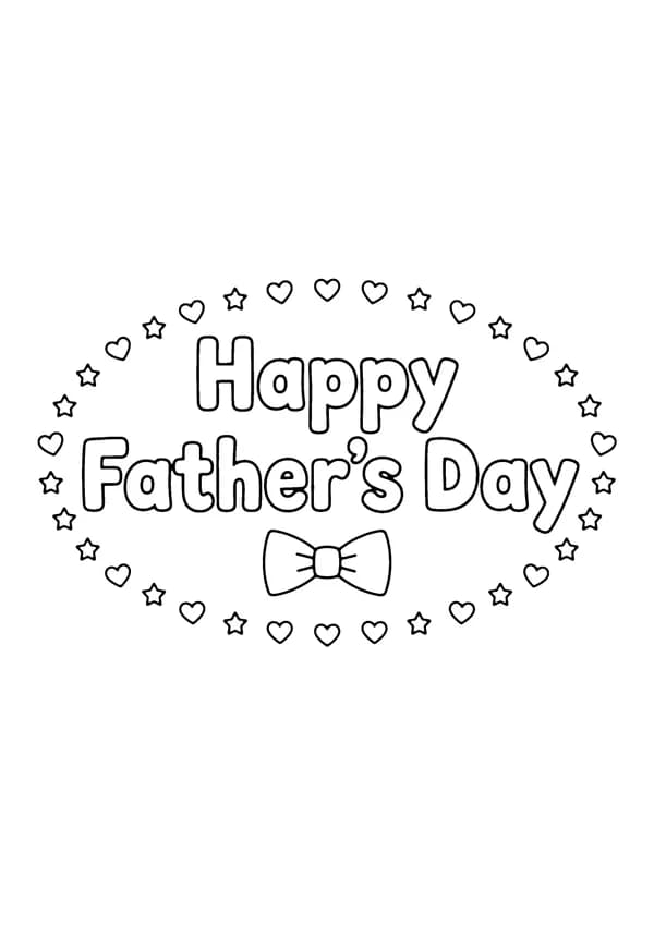 Printable hand-drawn Happy Father's Day Card coloring page