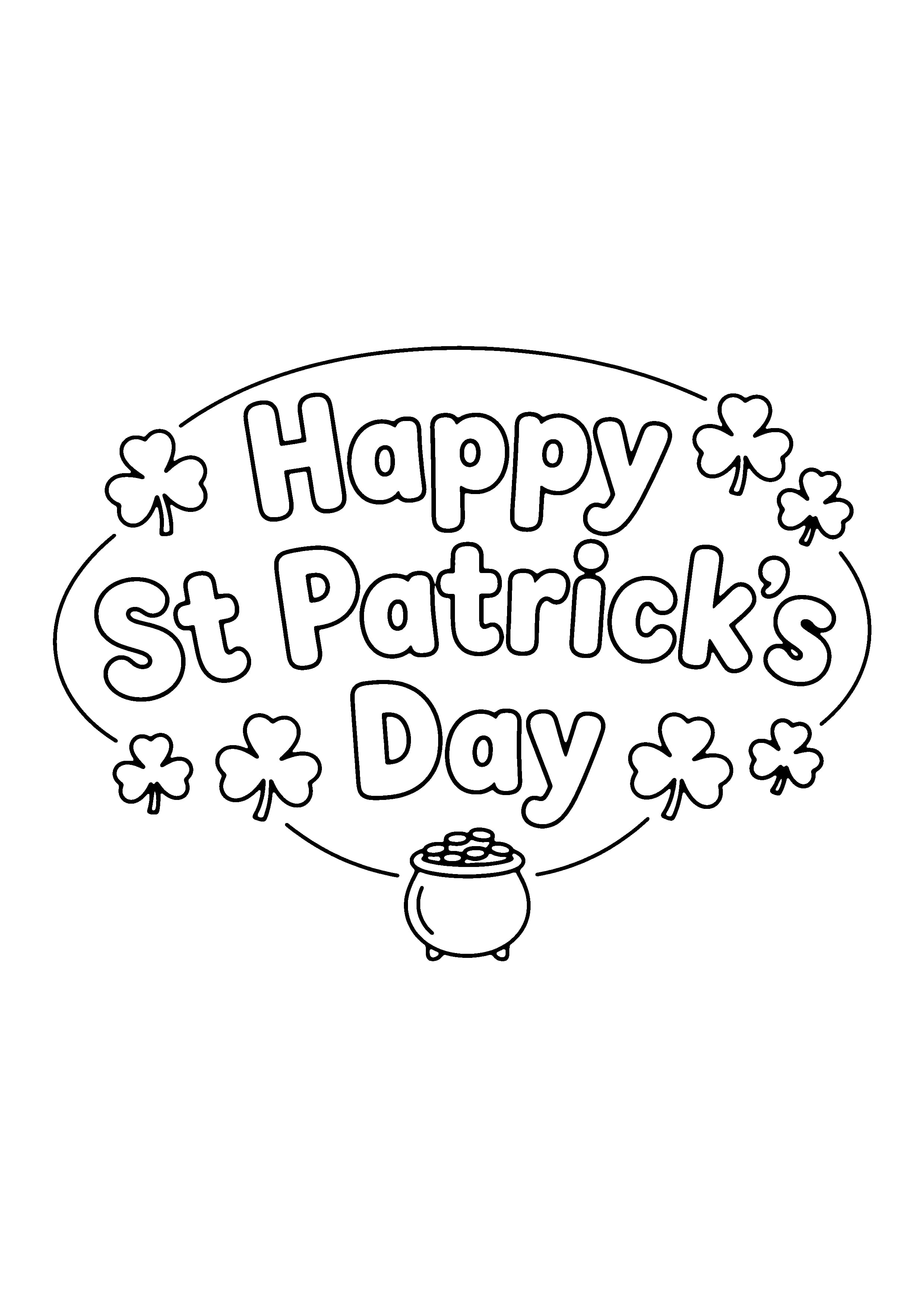 Printable hand-drawn Happy St. Patrick's Day Banner coloring page