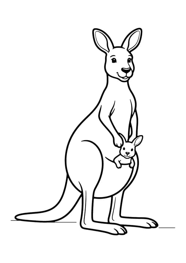 Printable hand-drawn Hopping Kangaroo coloring page