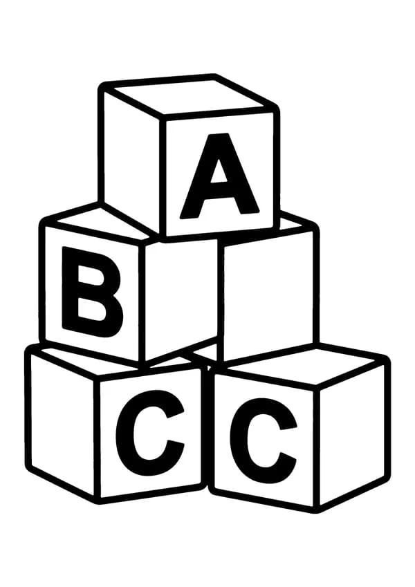 Printable hand-drawn Kindergarten ABC Blocks coloring page