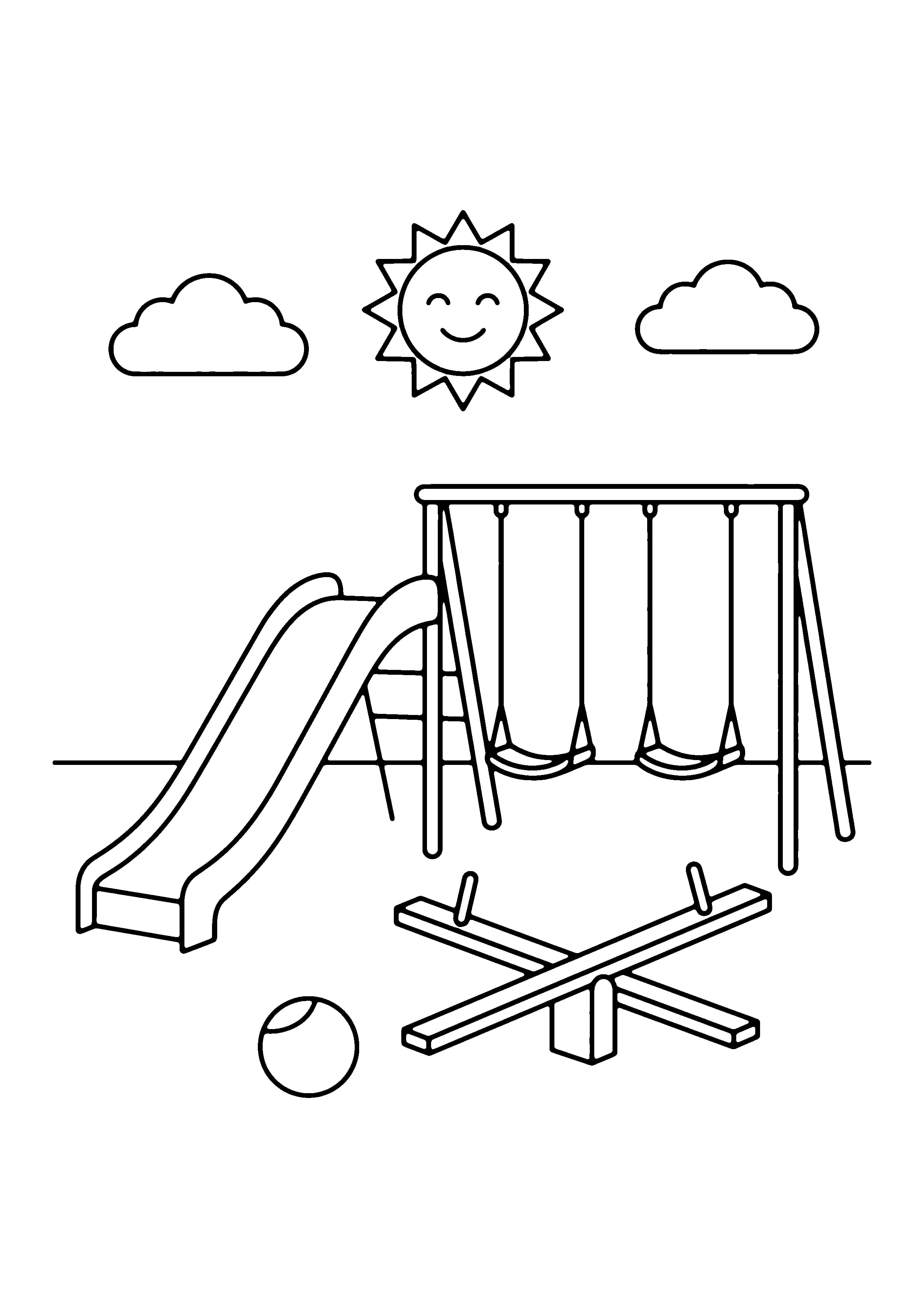 Printable hand-drawn Kindergarten Recess Playground coloring page