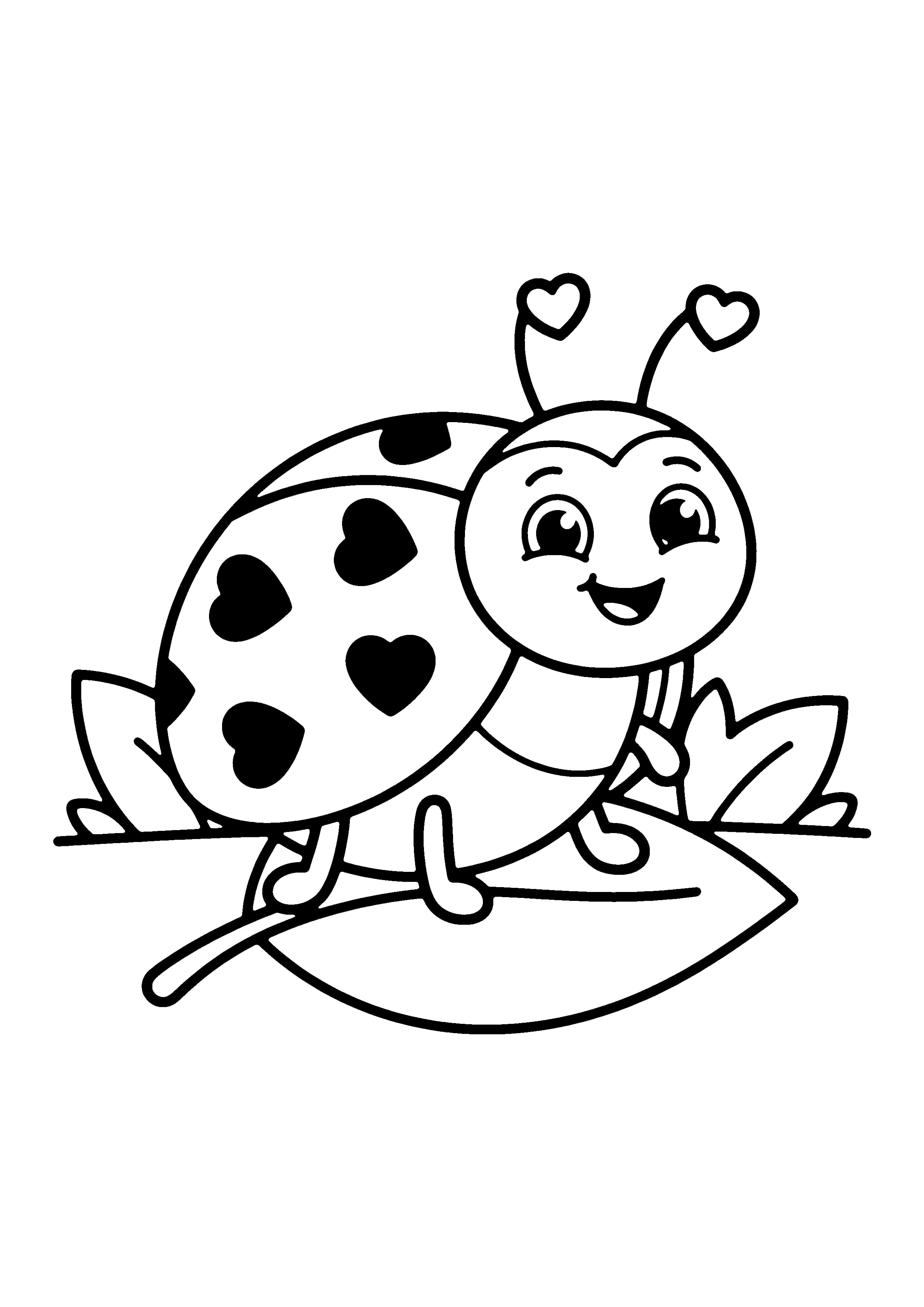 Printable hand-drawn Love Bug Valentine coloring page