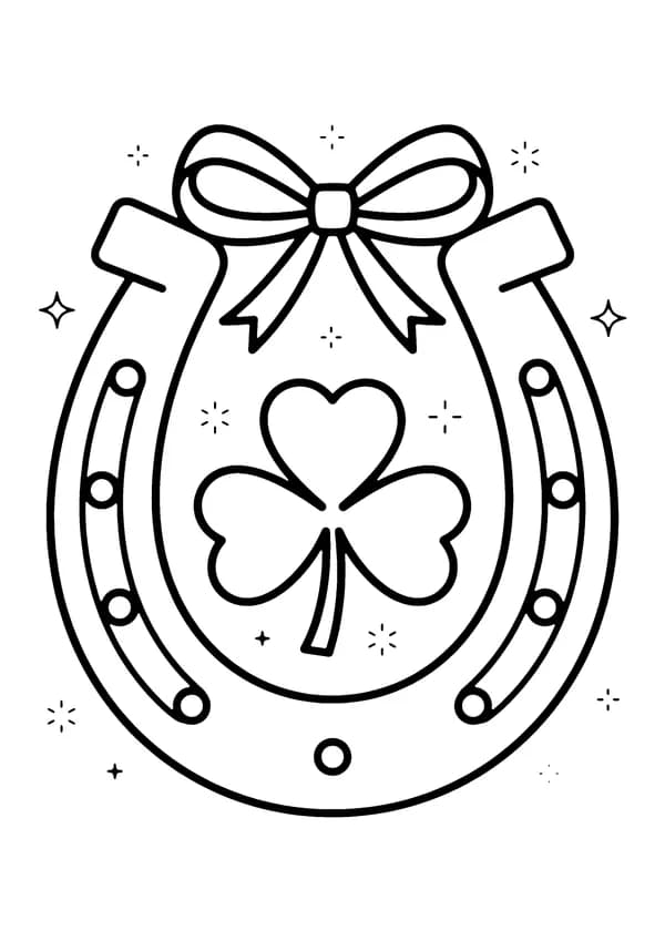 Printable hand-drawn Lucky Horseshoe coloring page