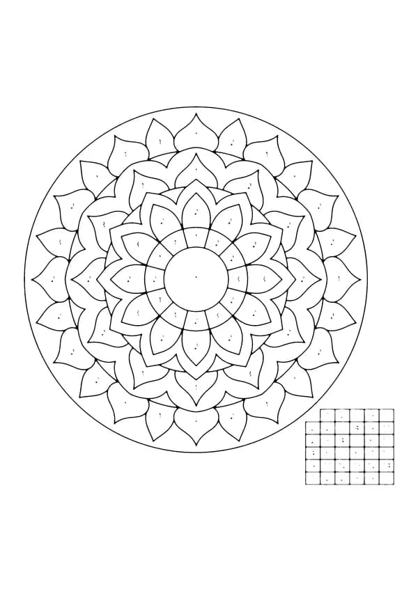 Printable hand-drawn Mandala Color-by-Number coloring page for kids
