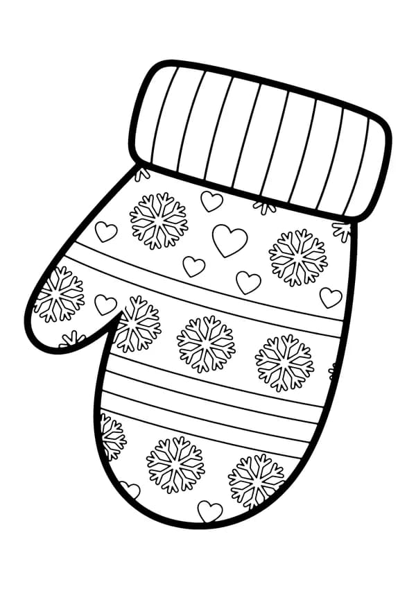 Printable hand-drawn Mitten Snow Pattern coloring page