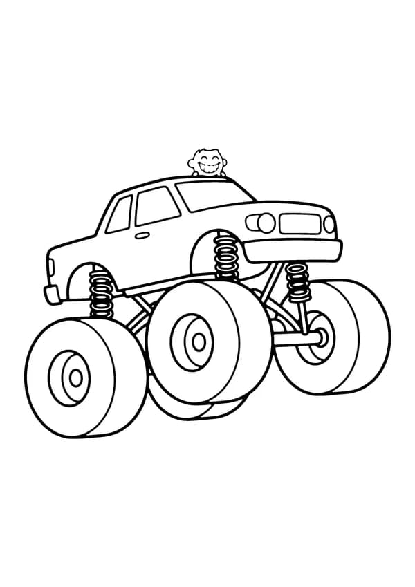 Printable hand-drawn Monster Car coloring page