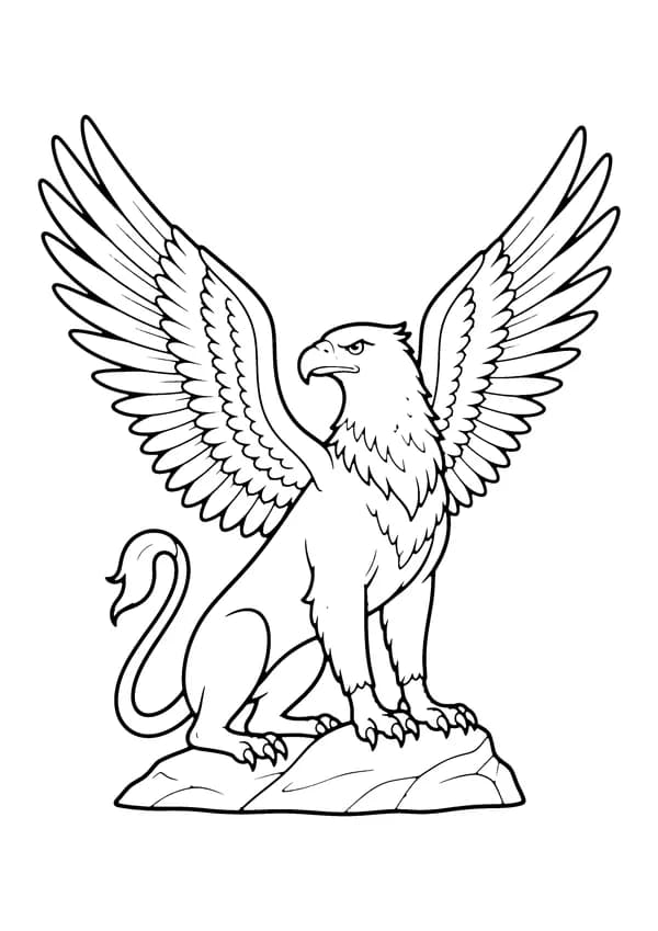 Printable hand-drawn Noble Griffin coloring page