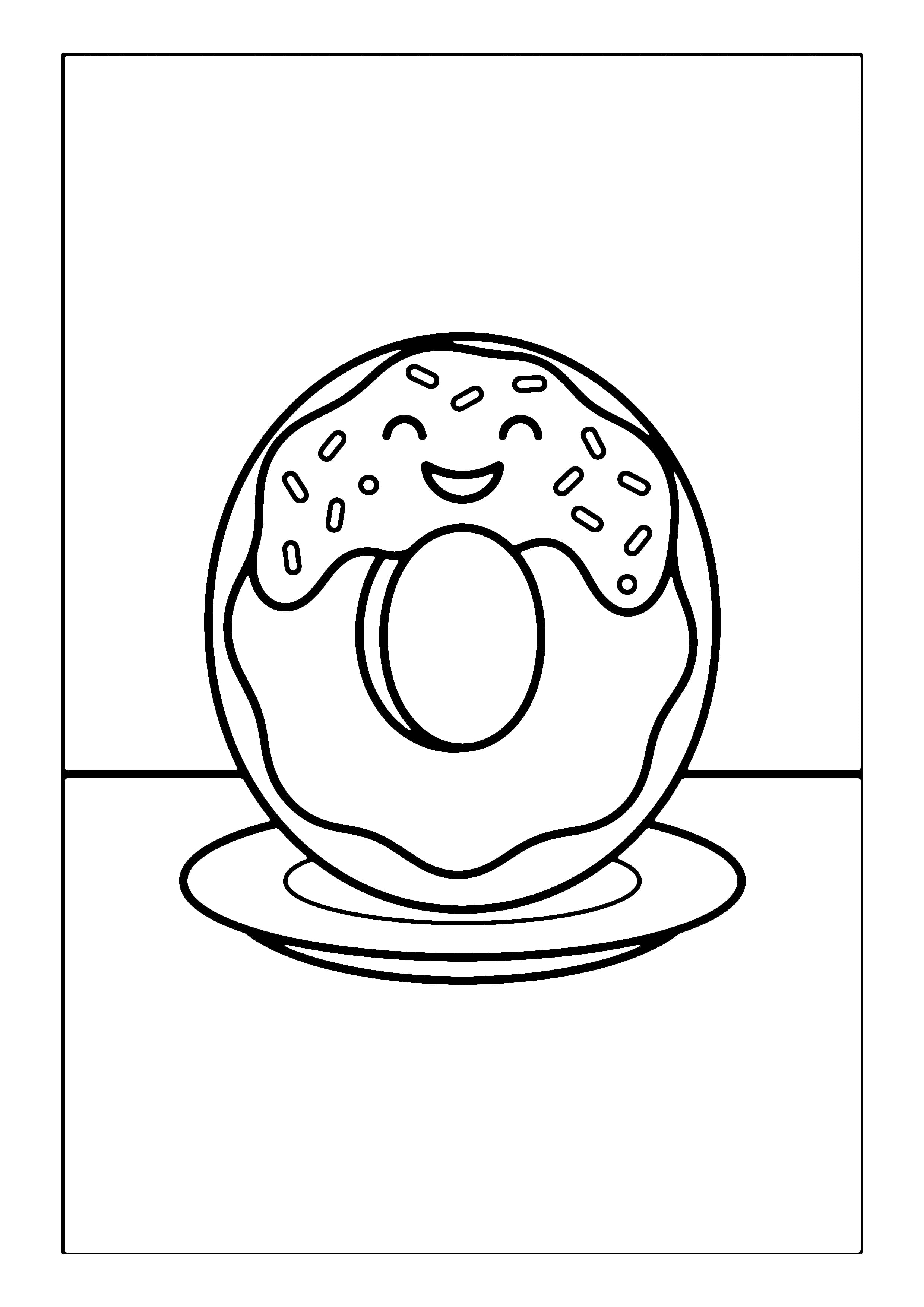 Printable hand-drawn Number Zero Donut coloring page