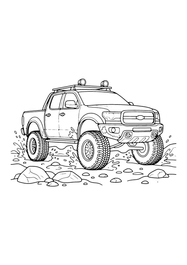Printable hand-drawn Off-Road Truck coloring page