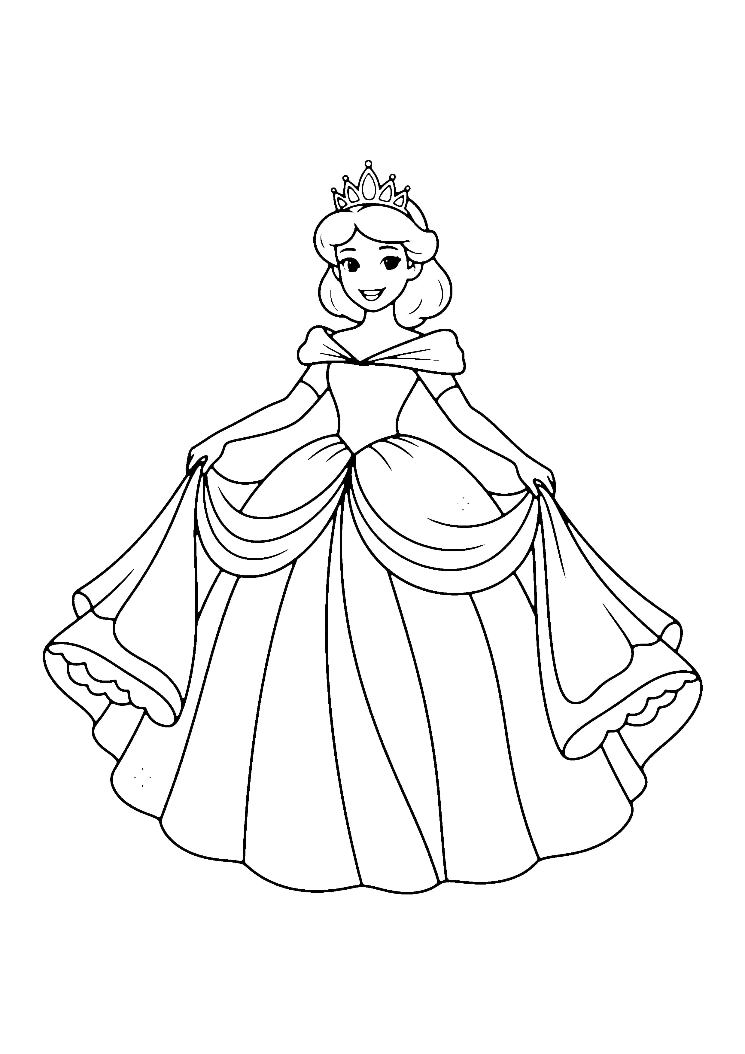 Printable hand-drawn Princess Dress coloring page