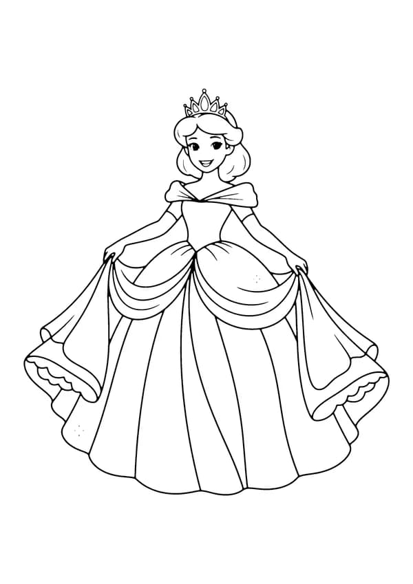 Printable hand-drawn Princess Dress coloring page