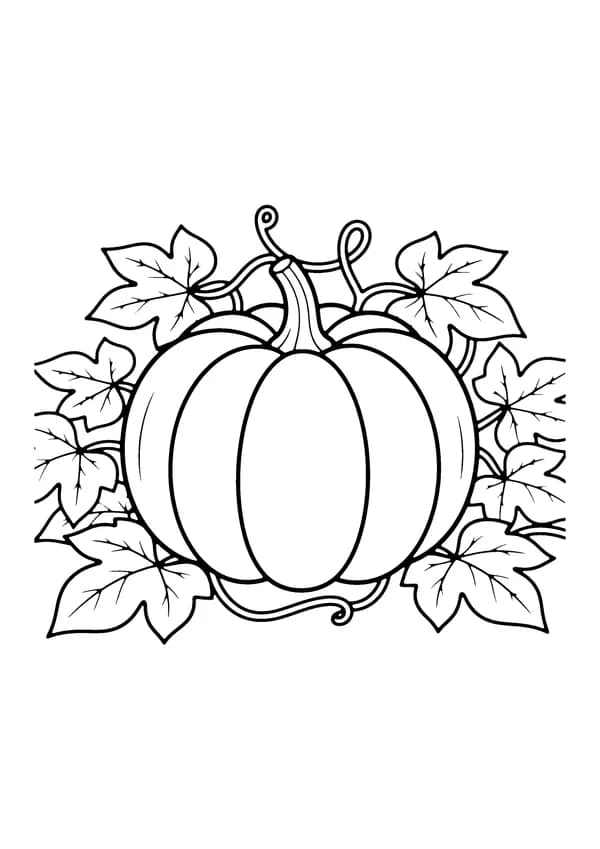 Printable hand-drawn Pumpkin on the Vine coloring page