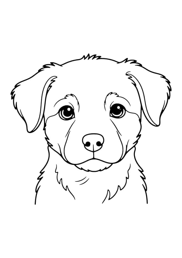 Printable hand-drawn Puppy Portrait coloring page