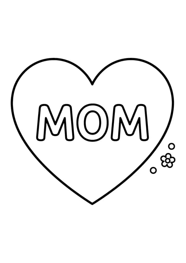 Printable hand-drawn Simple Mother's Day Heart coloring page
