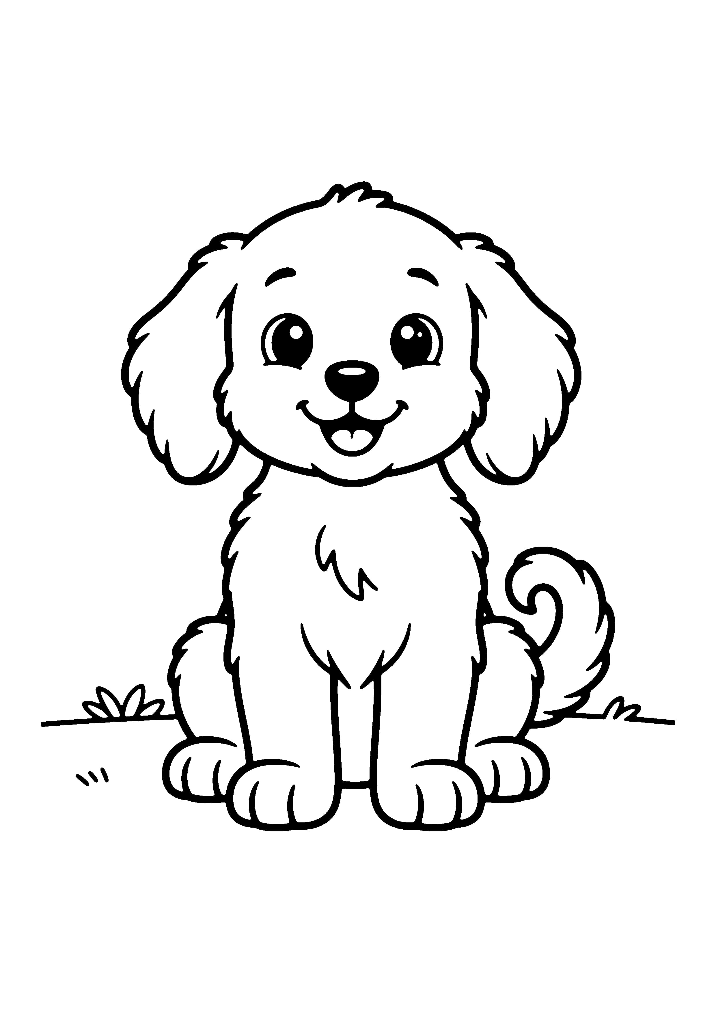 Printable hand-drawn Sitting Puppy coloring page