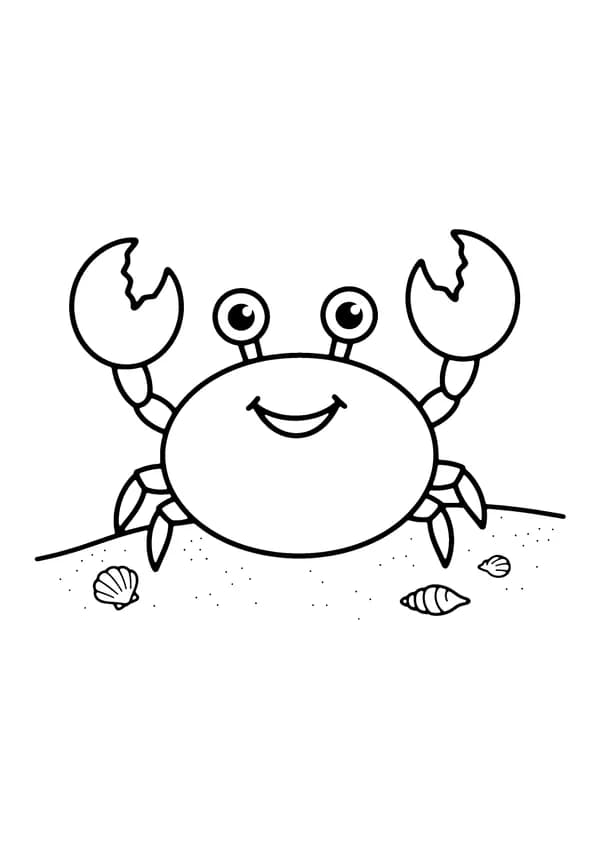 Printable hand-drawn Smiling Crab coloring page