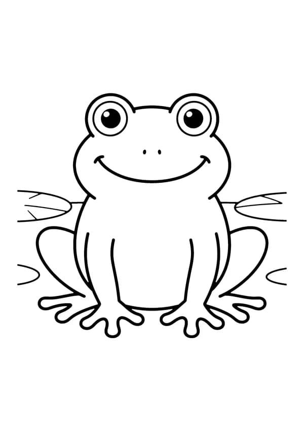 Printable hand-drawn Smiling Pond Frog coloring page