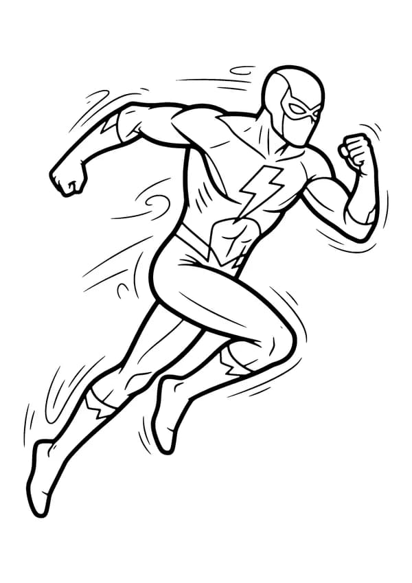 Printable hand-drawn Speedster Superhero Running coloring page