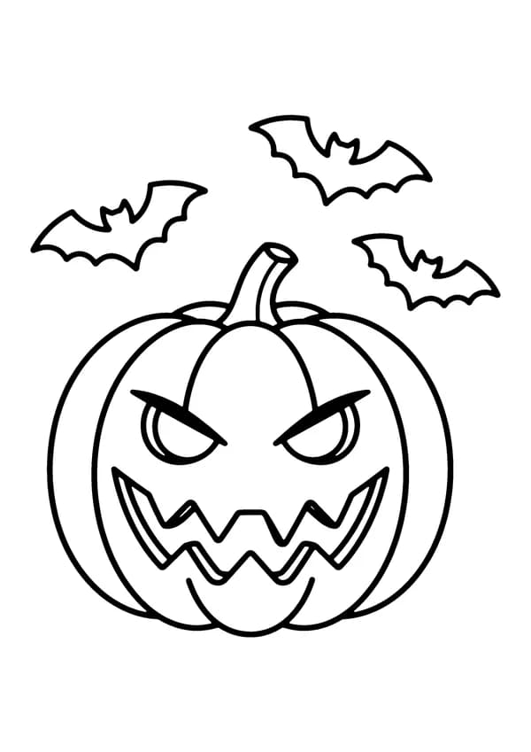 Printable hand-drawn Spooky Jack-o'-Lantern Face coloring page
